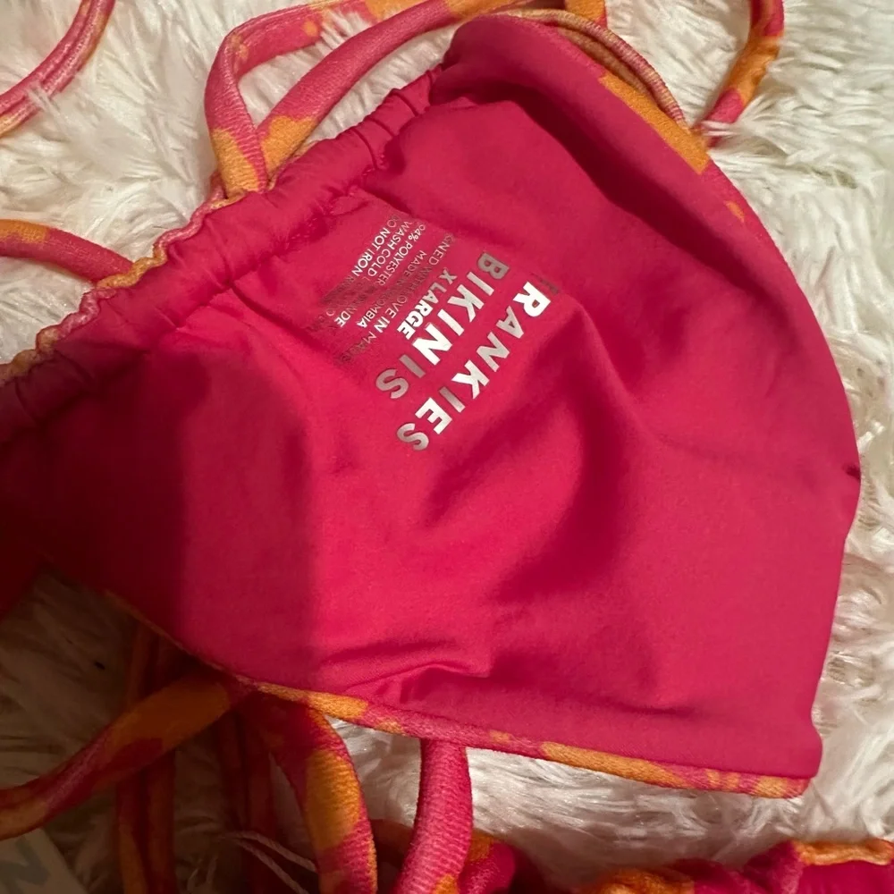 FRANKIES BIKINIS Tatum Terry Bikini Top In Pink,Orange